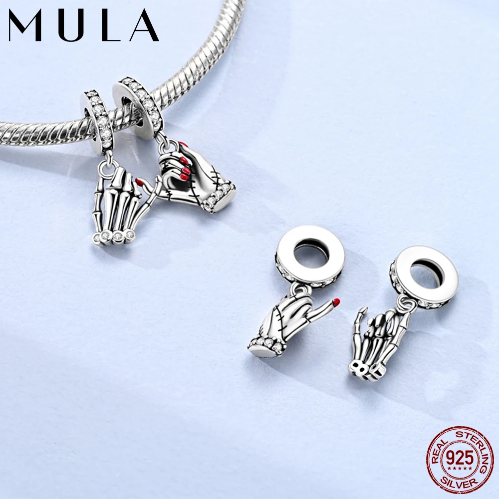 Mula 1Pc New Silver Plated Pinky Promise Pendant Dangle Charms Fit Original Snake Chain Charm Bracelet DIY Making Gift