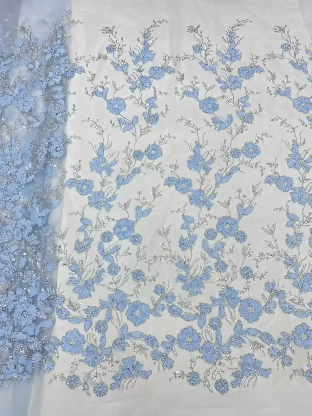 Madison Luxury Handmade Beaded Lace Fabric High-End Tulle with French Nigerian Sequins Beads Embroidery for Bridal Wedding