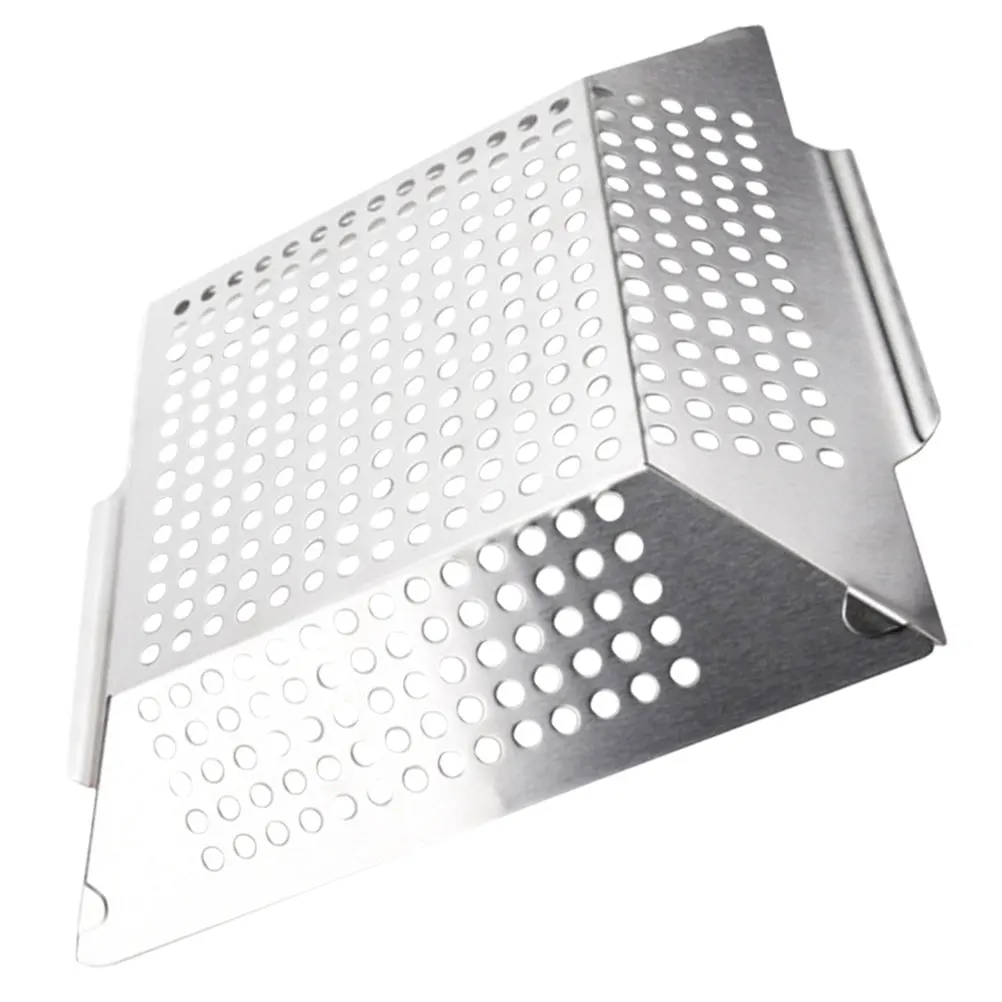 

Stainless Steel Pan Outdoor Camping Bakeware Tray Reusable Fish Meat Grilling Plate Double Handle Lightweight Compact