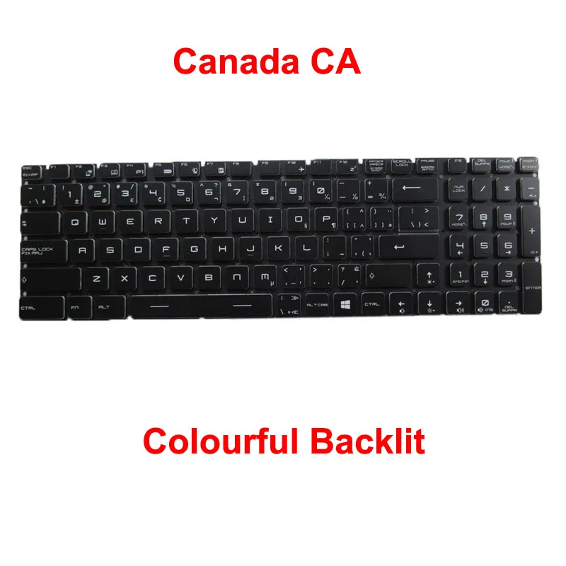 Imagem -03 - Teclado Retroiluminado para Laptop Msi Bravo 17-a4ddk Ms17fk Grécia Japonês Bélgica Canadá Hebraico Suíço sw Polônia sem Moldura