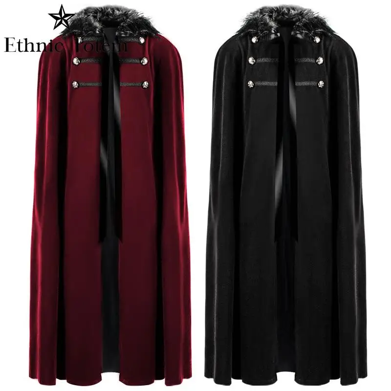 Medieval Fur Collar Cloak Larp Coat Winter Viking Renaissan Cosplay Cape Men Women Halloween Vintage Gothic High Quality Cape