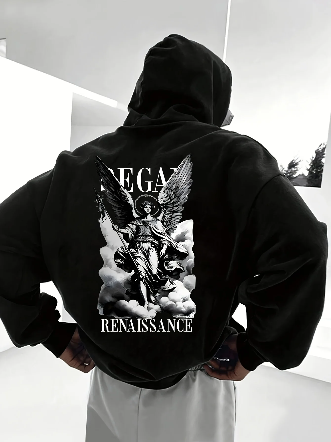 

2025 Autumn and Winter Men's Casual Hoodie Angel Letter Print Cozy High-end Luxury Is for Both Men and Women Top Y2k
