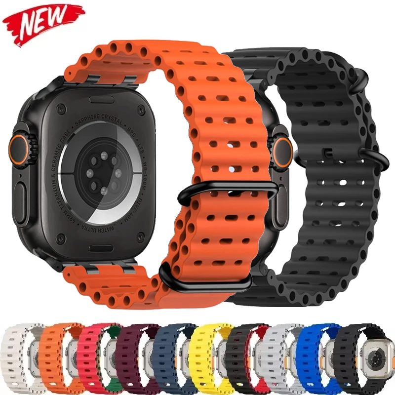 

Ocean strap For Apple Watch Ultra 2 Band 49mm 9 8 7 45mm 41mm Silicone Bracelet Wristband iWatch 6 5 4 3 SE 44mm 40mm 42mm band