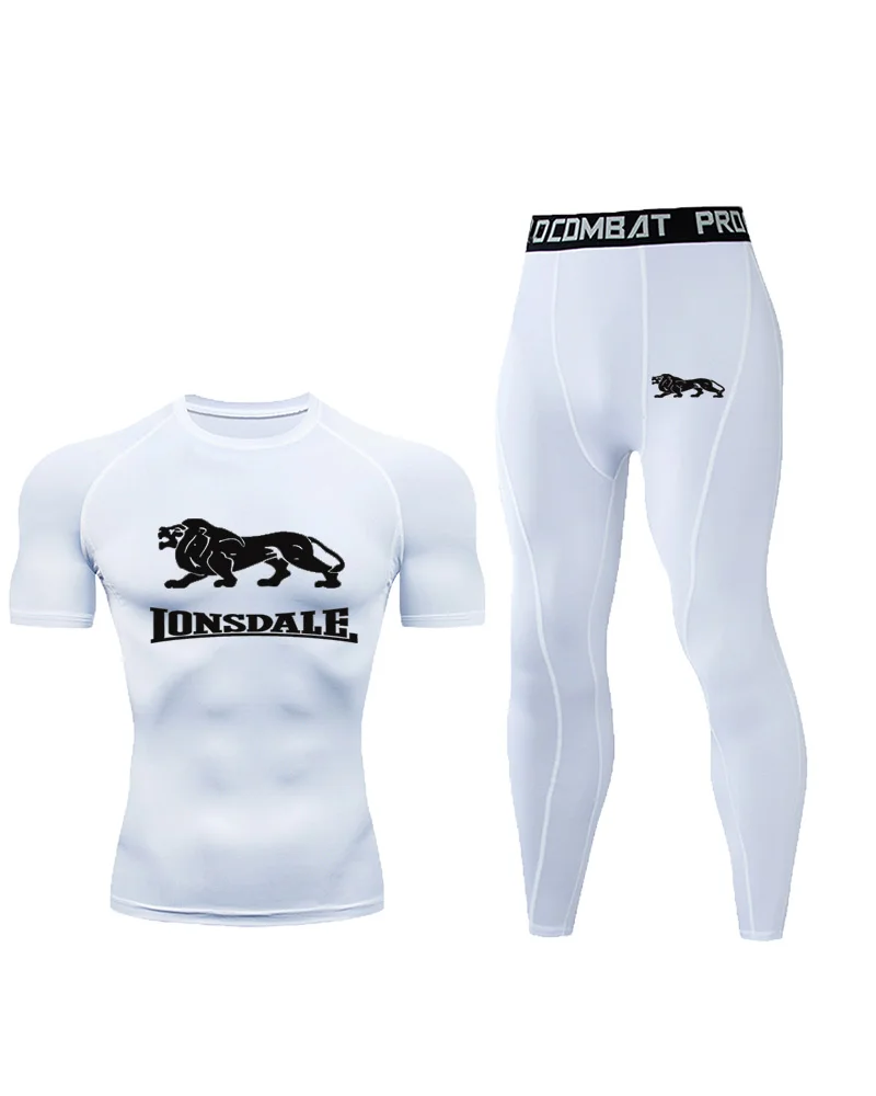 

Cross border men's fitness suit, pants, basketball training running suit, high elasticity color sports yoga suit, short sleeved