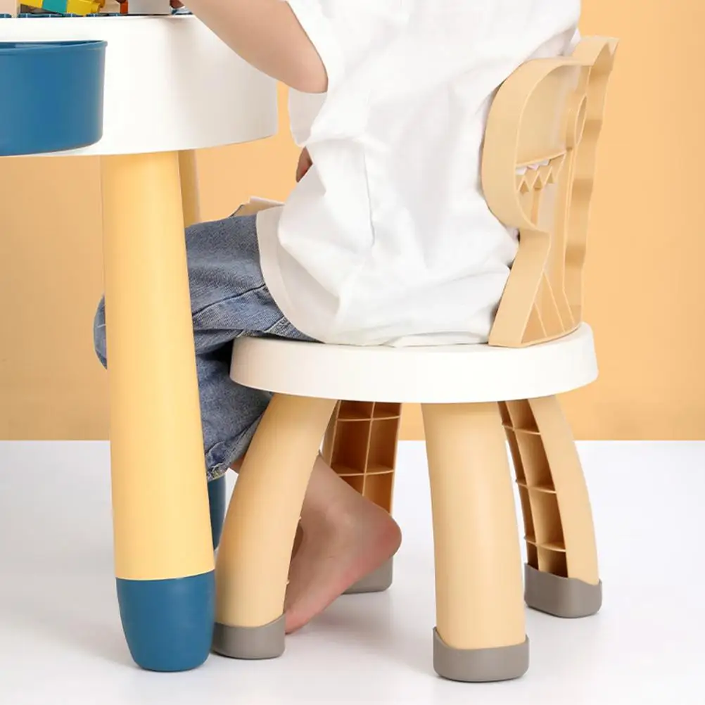 Children Learning Chair Yellow Dinosaur Kids Study Chairs Toddler Back Rest Portable Step Stool Small Entryway Safe Rounded