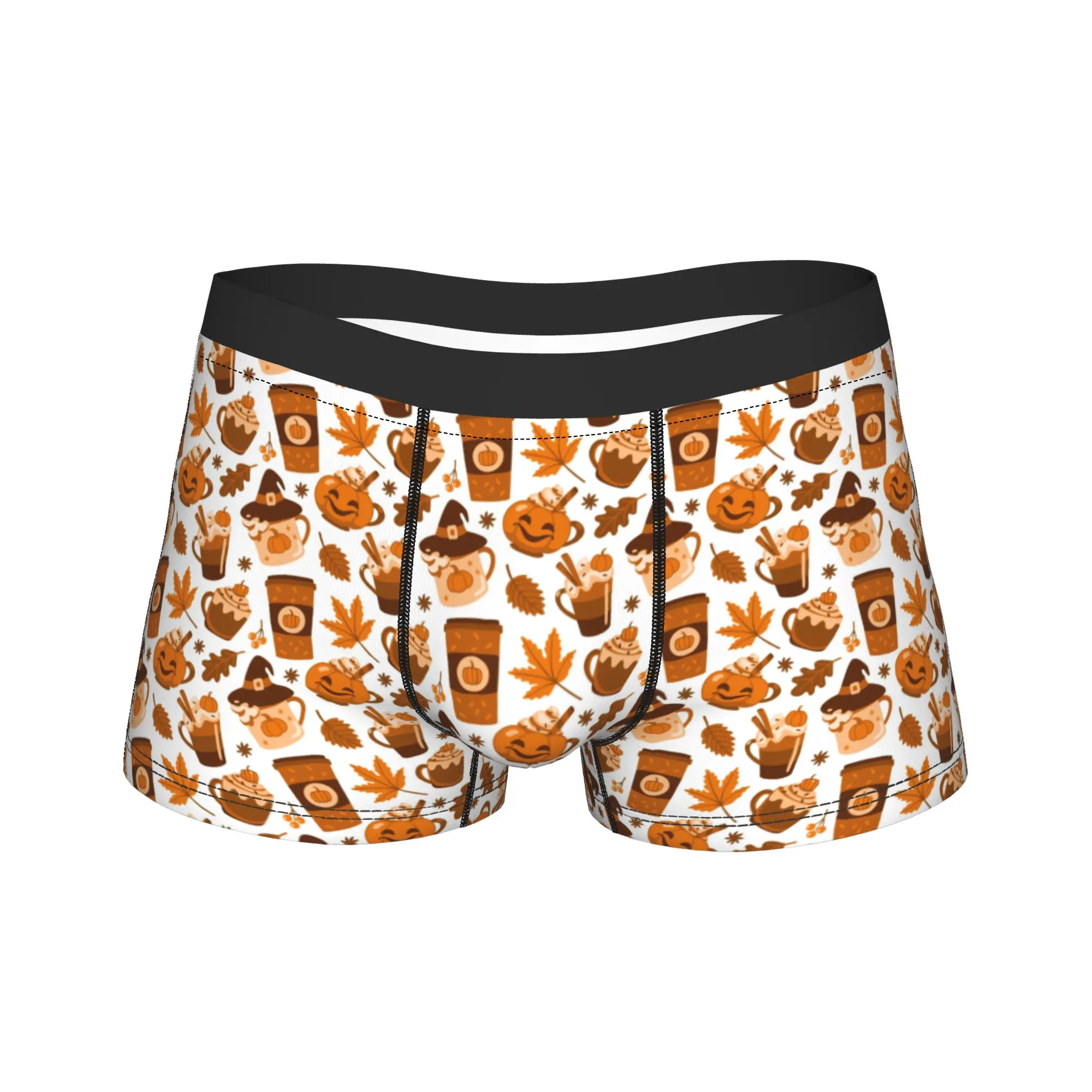 Men's Cartoon Halloween Ghost Pumpkin Long Underwear  Sexy Boxer Briefs Shorts Panties Male Soft Underpants M-XXL