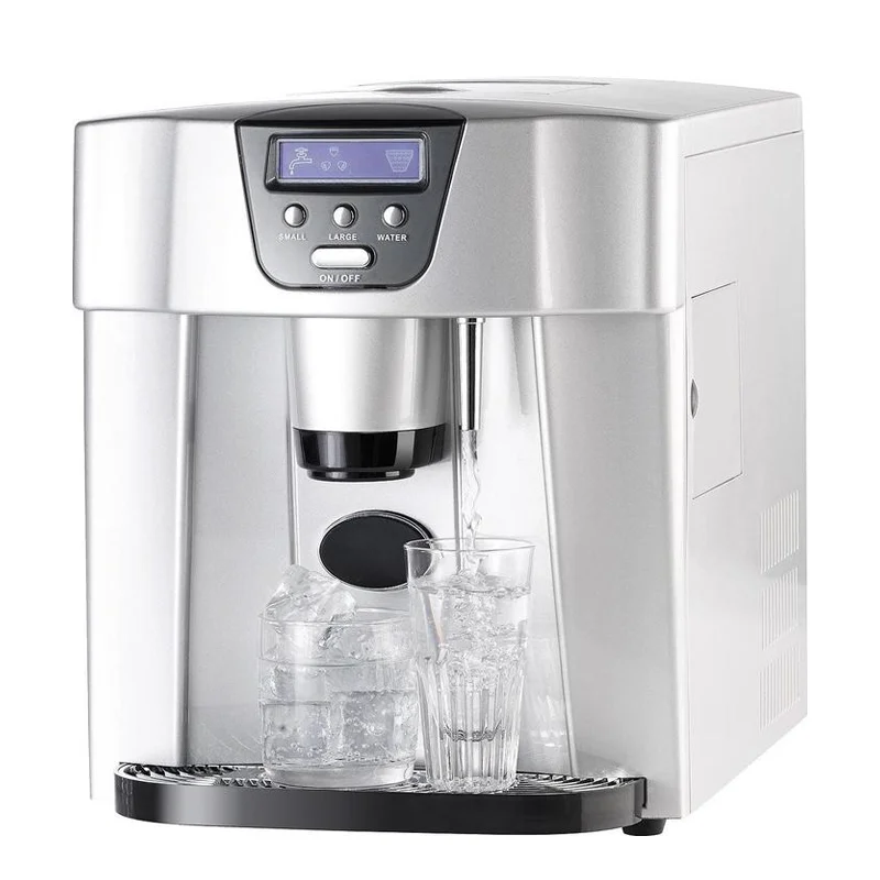 Houseuse Automatic Multi-Function Compact Ice & Water Dispenser Touch Button 18lbs Ice In 24H Stainless Steel Housing