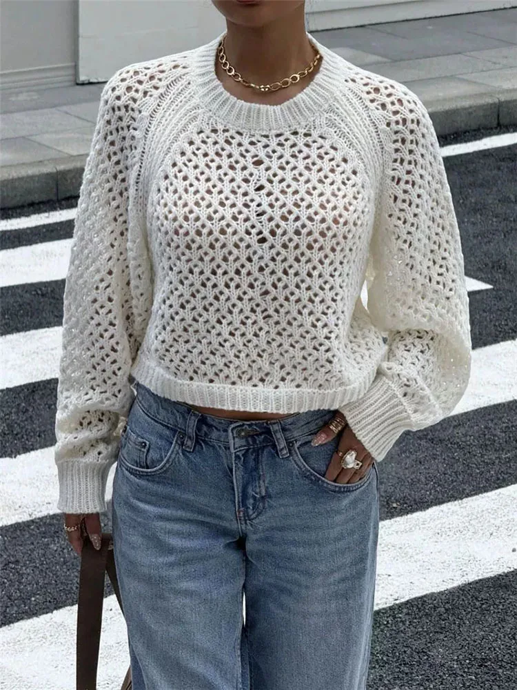 مثير كبير عارية الذراعين الجوف خارج متماسكة سترة موضة شارع العليا بلون تخفيف لاعبا فتاة ساخنة طويلة الأكمام انظر من خلال القمم #4