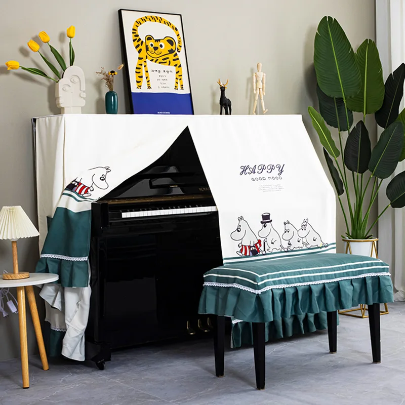 Modern Minimalist Polyester All-inclusive Cartoon Printing Piano Cover Multi-place Household Piano Dust Cover