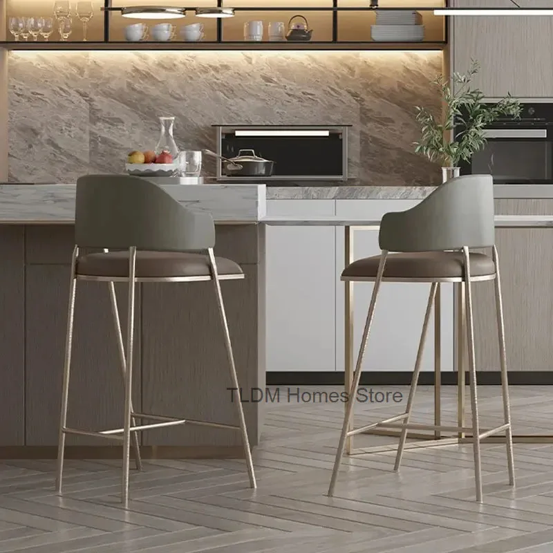 Chaises de bar en fer avec dossier, tabouret haut, meubles de bar minimalistes modernes, chaise de cuisine créative, luxe abordable