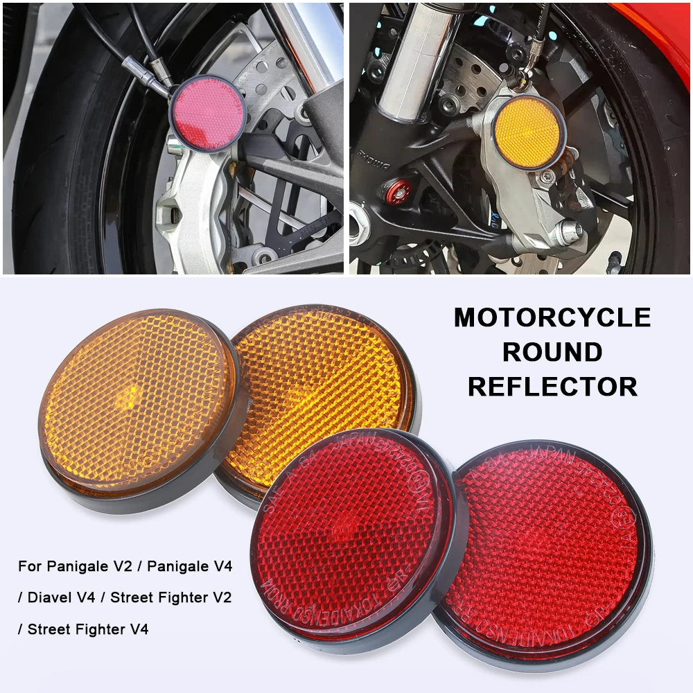 For Ducati Panigale V2 V4 Diavel V4 Street Fighter V4 Streetfighter V2 Motorcycle Round Reflector Safety Warning Reflective Mark