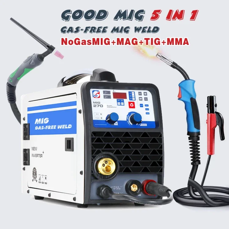 Mig 270 Flux-cored Stainless Steel Iron Steel Welder MIG ARC TIG Functional DC Gas No Gas Built in Wire Feeder 220V