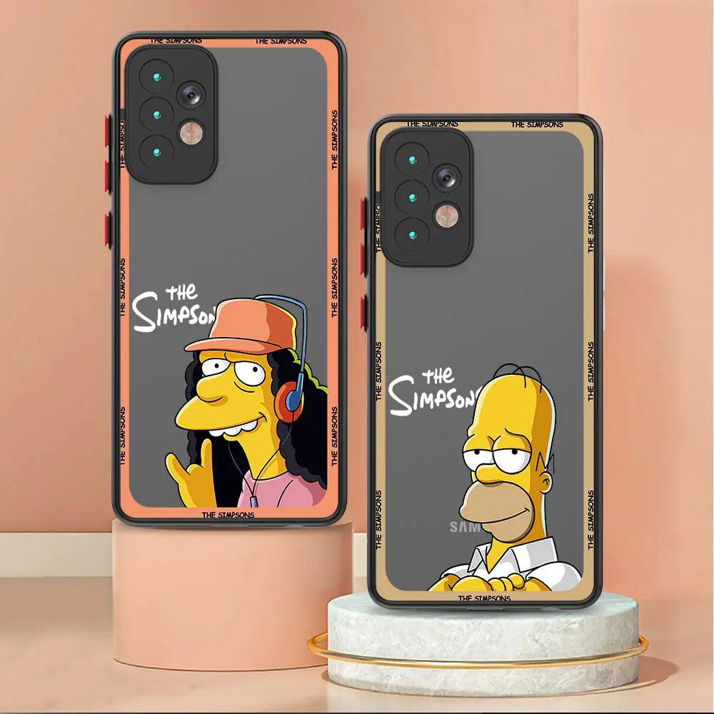 Etui na telefon Homer Simpsons Marge Simpson do Samsung Galaxy A14 A55 A21s A12 A50 A30s A24 A73 A54 A22 A13 A52 A35 Cover Frosted