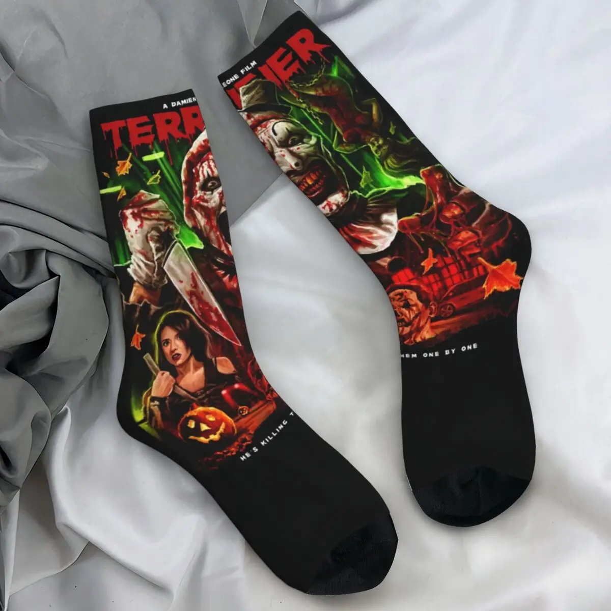 

Носки с постером фильма Terrifier, осенние чулки, модные средние мягкие носки для пар, уличные нескользящие носки с принтом
