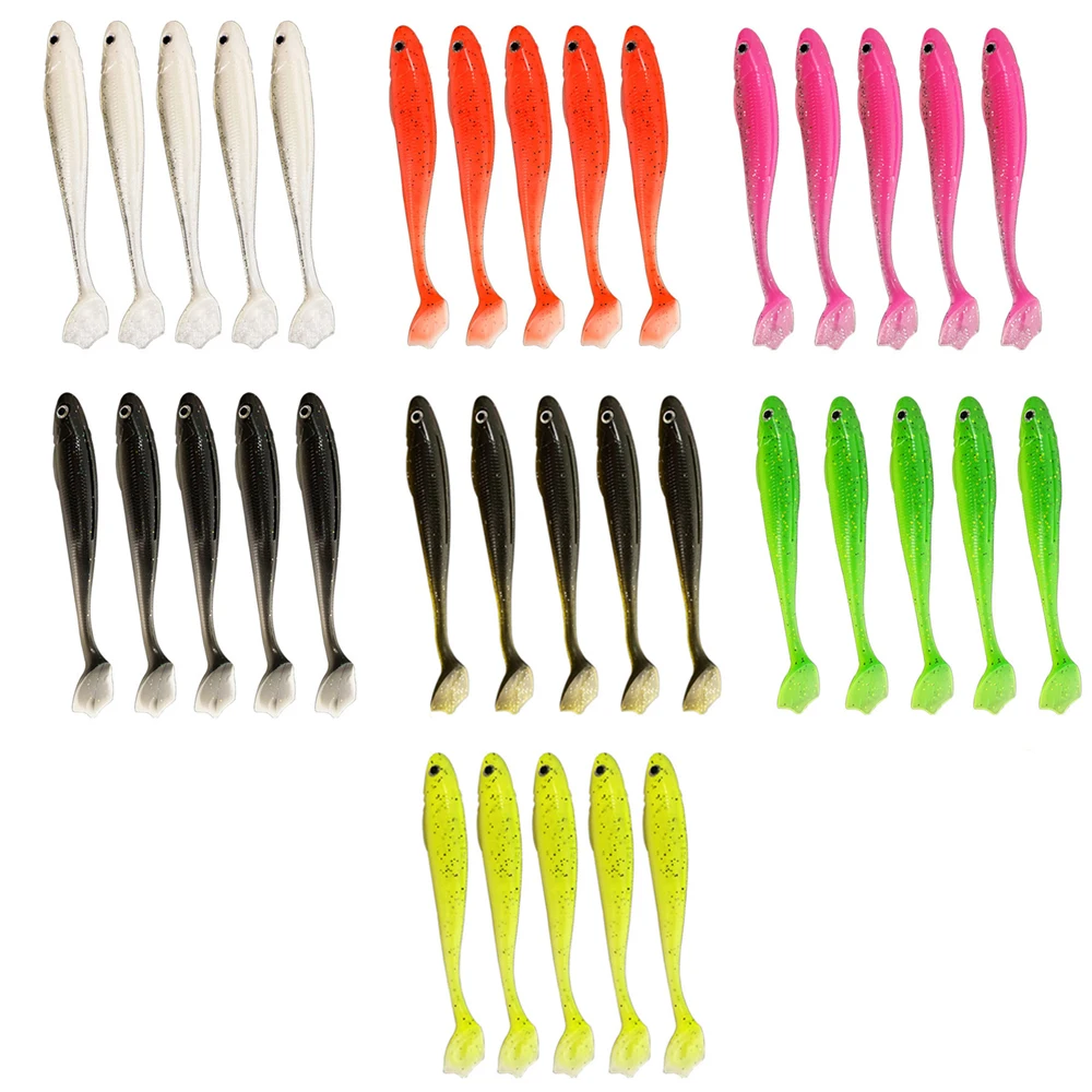 5/7pcs PVC Soft Fishing Lure Biomimetic Fishing Lure Duck-foot-shaped Fishtail 3D Fish Eyes Fishermen Must-Have Fishing Supplies