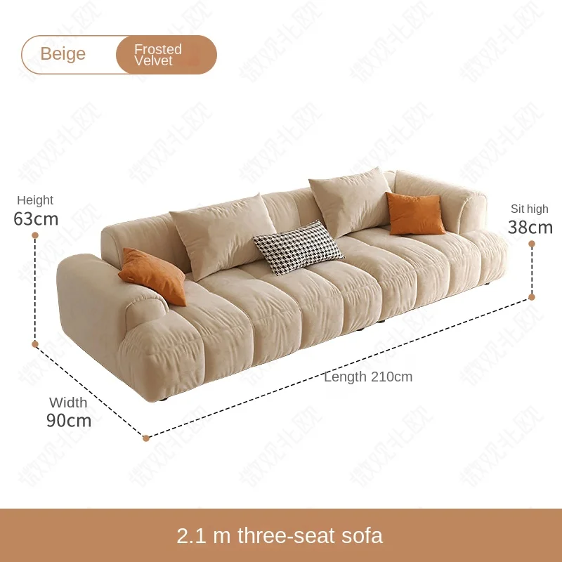 

Qf Living Room Sofa Small Apartment Simple Straight Fabric Sofa