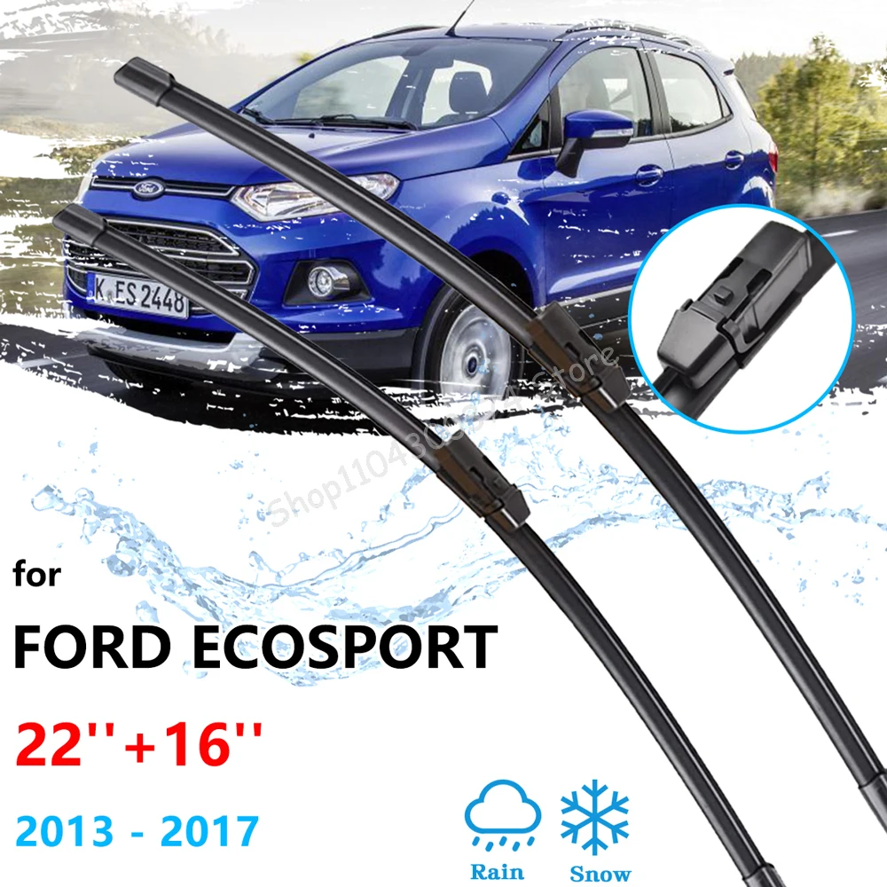 

For Ford EcoSport 2013 2014 2015 2016 2017 Front Rear Wiper Blades Kit Cutter Window Boneless Frameless Rubber Car Accessories