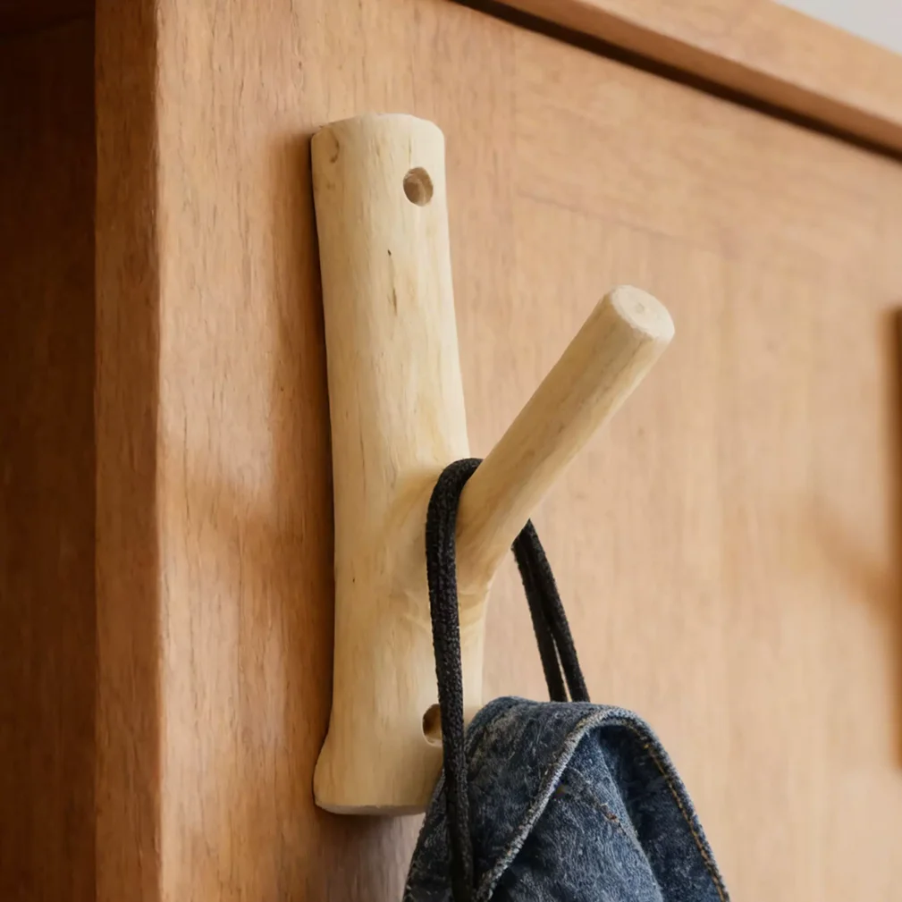 Solid wood branches, clothes and hats hooks, entrance hall, original ecological solid wood clothes hooks, wall key hooks