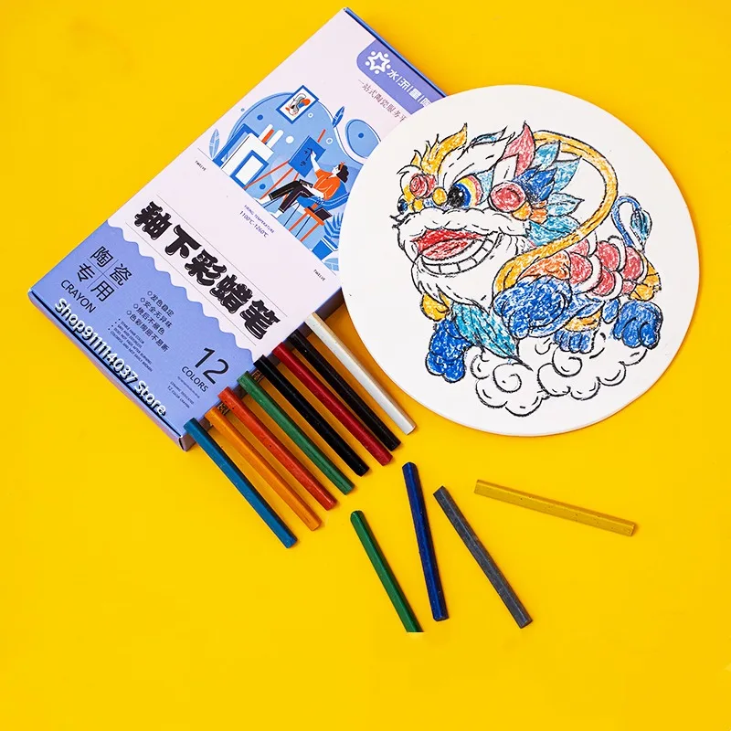 12-color Ceramic Coloring Crayon Set with Bright Colors Safe and Non-toxic Painting Coloring Pigments Pottery Tools