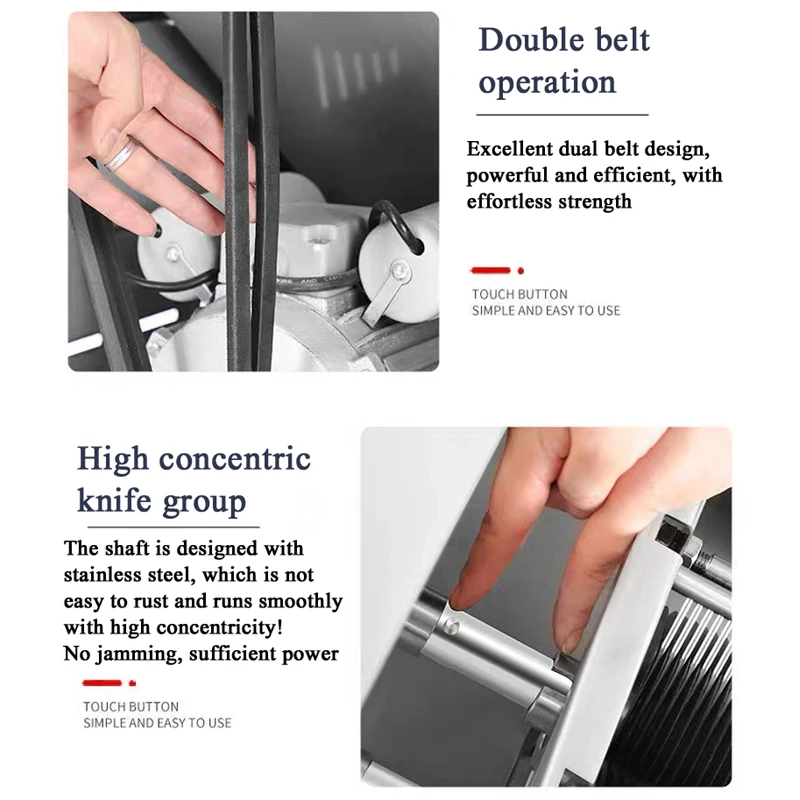 Máquina cortadora de carne de nueva condición, banda grande de cocina directa de fábrica, 220v, para tocino, salchicha, carne, carne, carne de cerdo, costilla, filete