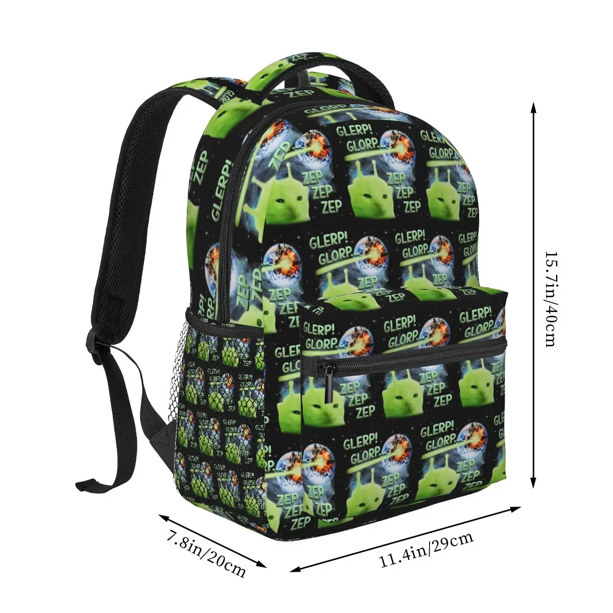 Glerp Glorp Alien Cat Weird Brainrot Meme Space Humor Backpack Student Boys Girls BookBag School Bag Shoulder Bags for Men Women