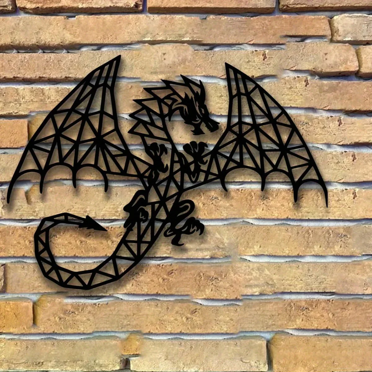 CIFBUY Dragon Metal Wall Art Iron Decor Silhouette Sculpture Rust Proof Waterproof For Indoor Outdoor Living Room Balcony Patio