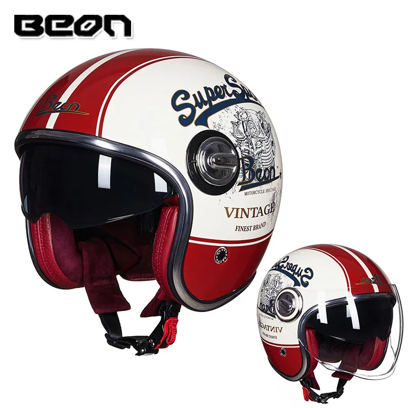 BEON-Casco de Moto B-108A, visera retro de cara abierta, Vintage, para Scooter, tienda oficial, 3/4