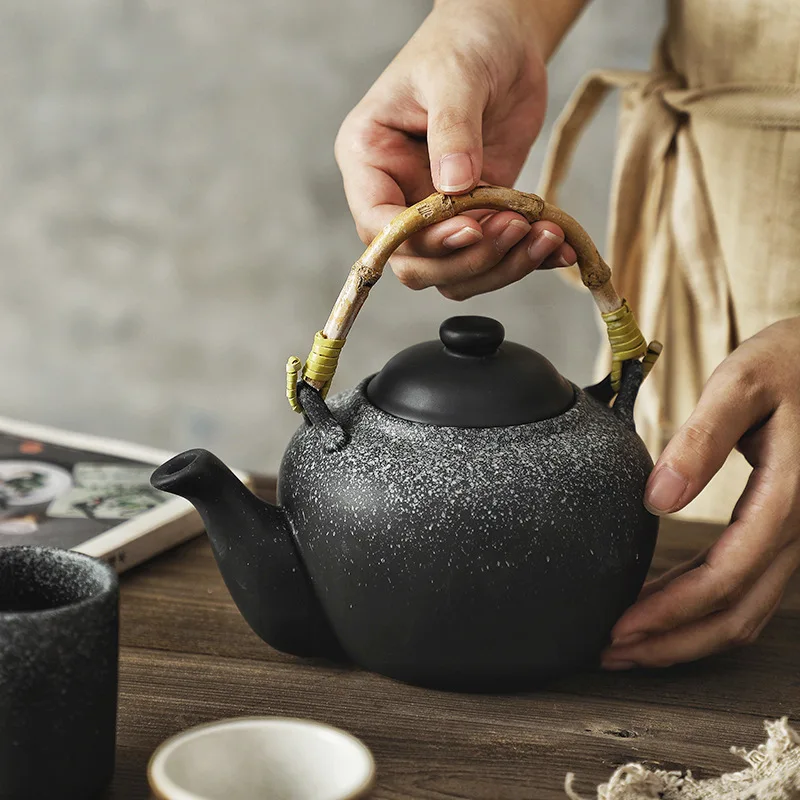 Large Belly Pot Ceramics Tea Set Single Pot Gongfu Tea Brewing Thick Clay Tea Kettle with Handle for Home Use And Business