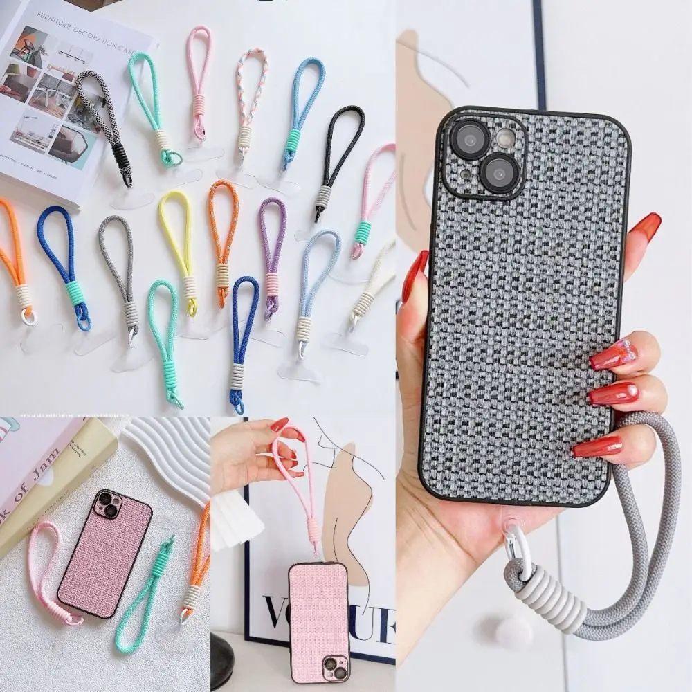 Universal Mobile Phone Lanyard Strap Detachable Anti Fall Hanging Chain Ring Cord with Patch Short Rope Cell Phone Rope