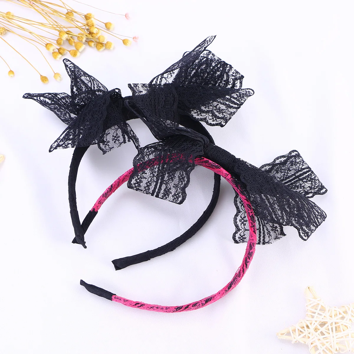 

2 Pcs Lace Headband Bow Hair Hoop Bands Hairband Hairhoop Hairbands Hairdress Tie