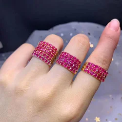 Fine Jewelry Natural Ruby Band Ring for Daily Wear 3mm*3mm Natural Ruby Ring Solid 925 Silver Simple Ring Gift