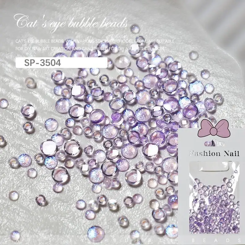 

250PCS Mix 3-5mm Aurora Macaron Flatback Semi-ball Mermaid Bubble Beads Nail Art Rhinestones Jewel Decorations Manicure Charms