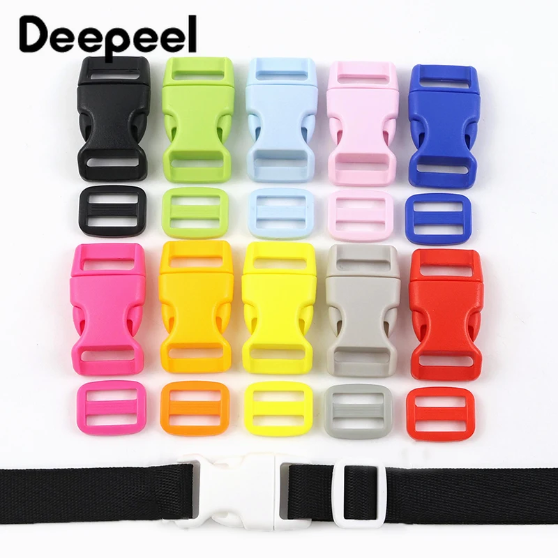 

10/20Sets 15/20/25mm Colorful Plastic Tri-Glide Slider Clasp for Webbing Tape Bag Straps Adjustable Release Buckle Accessories