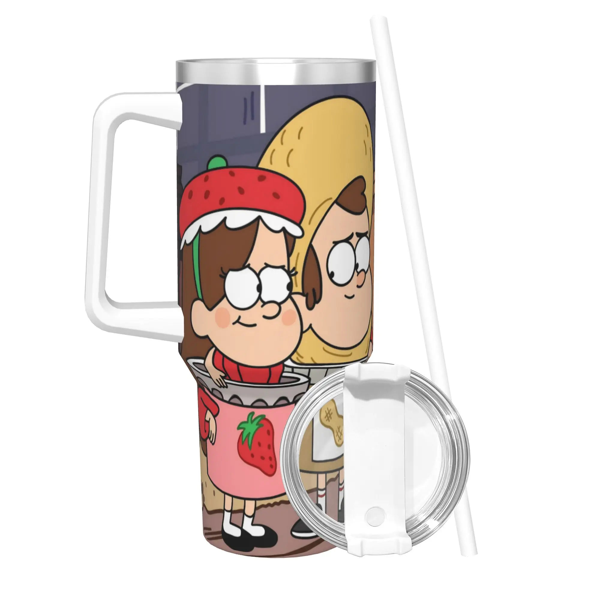 G-Gravity Falls Tumbler With Straw  Stainless Steel Tumblers Cup Double Wall Vacuum Insulated for Cold Or Hot 40oz