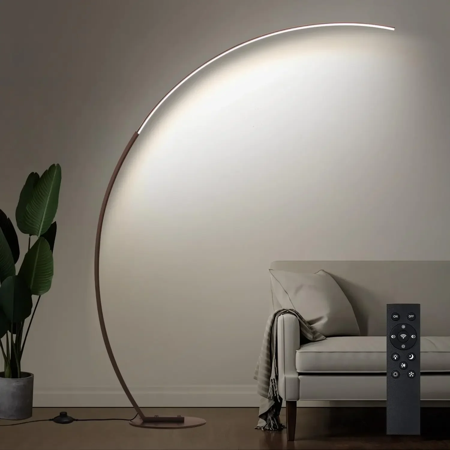 

Dimmable LED Floor Lamp with 3 Color Temperatures, Ultra Bright 2000LM Brown Arc Floor Lamps for Living Room, Modern Standing Ta