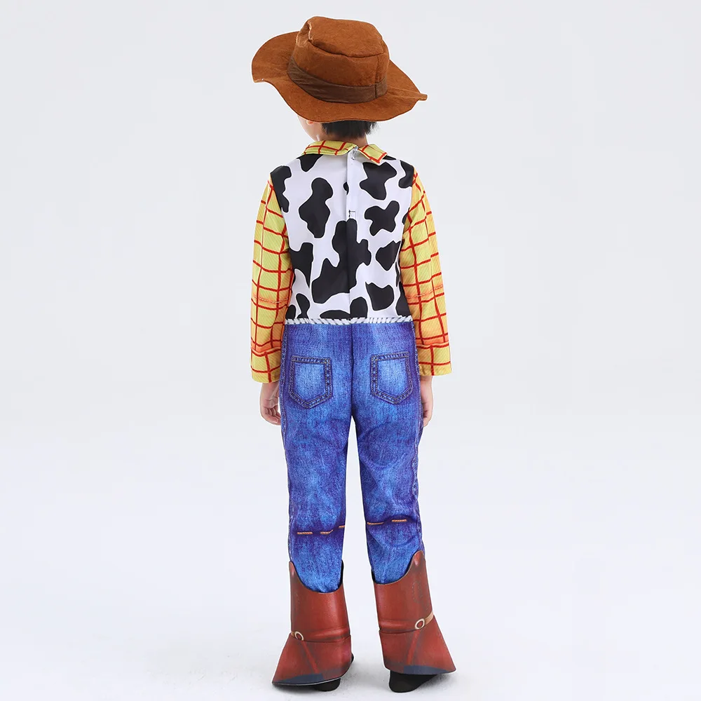 Woody Jumpsuit Fancy Dress Halloween Costume for Kid Cosplay Anime Boys Costume Cowboy Festival Masquerade Carnival Dress Hat