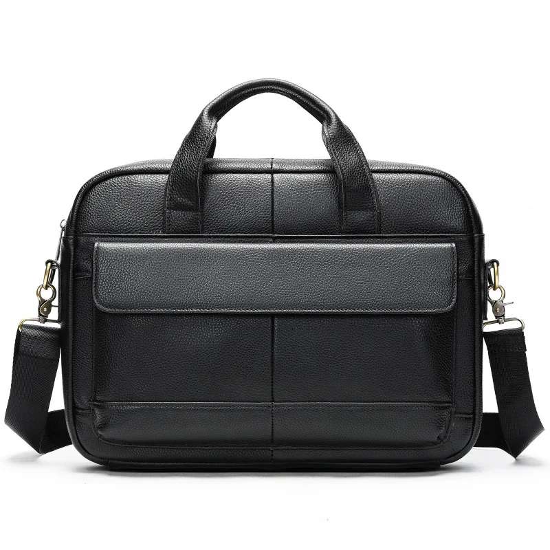 New Genuine Leather Men's Briefcase Large Capacity Computer Business Shoulder Crossbody Bag Casual Cowhide Handbag for Men bag