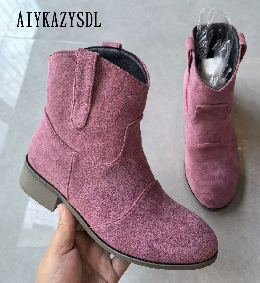 

AIYKAZYSDL Candy COlor мокасины из искусственной замши ботильоны на плоской подошве в богемном стиле ботинки для косплея розовые синие туфли для женщин и девочек