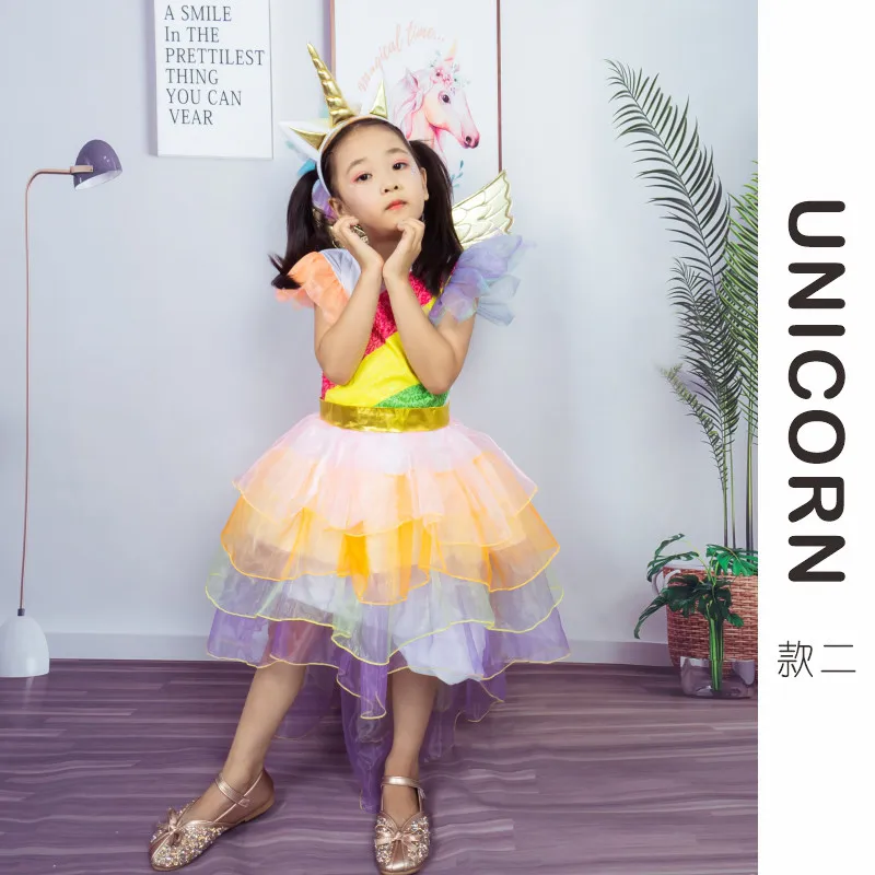 Cute Unicorn Princess Costumes Suit Girls Festival Party Costume Cosplay Cartoon Animation Show Outfit Dress Clothes puntelli