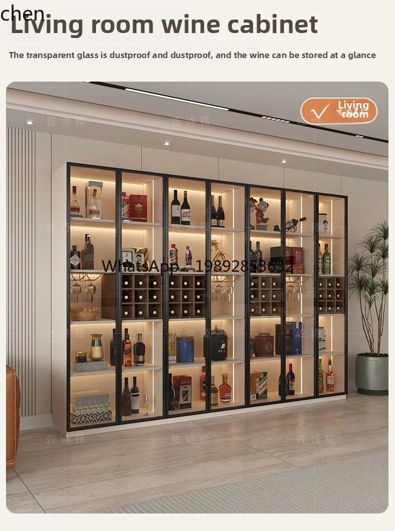 glass wine cabinet living room against the wall to display the new light luxury high-end storage small wine cabinet