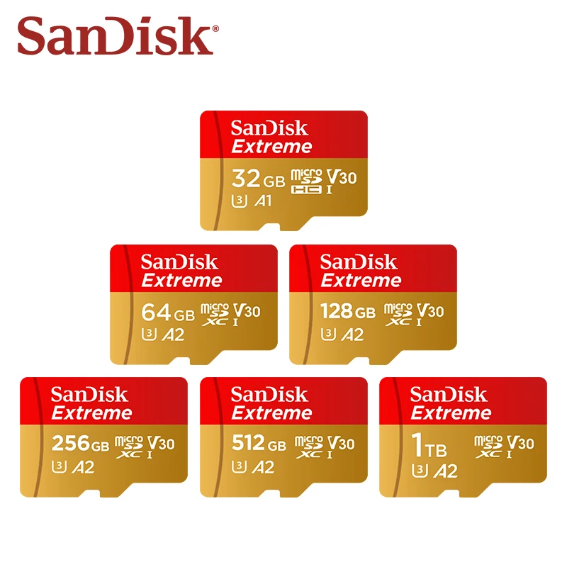 Sandisk Micro Sd Kaart V30 32Gb 64Gb Tf Kaart Klasse 10 128Gb Extreme Geheugenkaart Voor Camera Drone 100% Origineel Tot 190 Mb/s