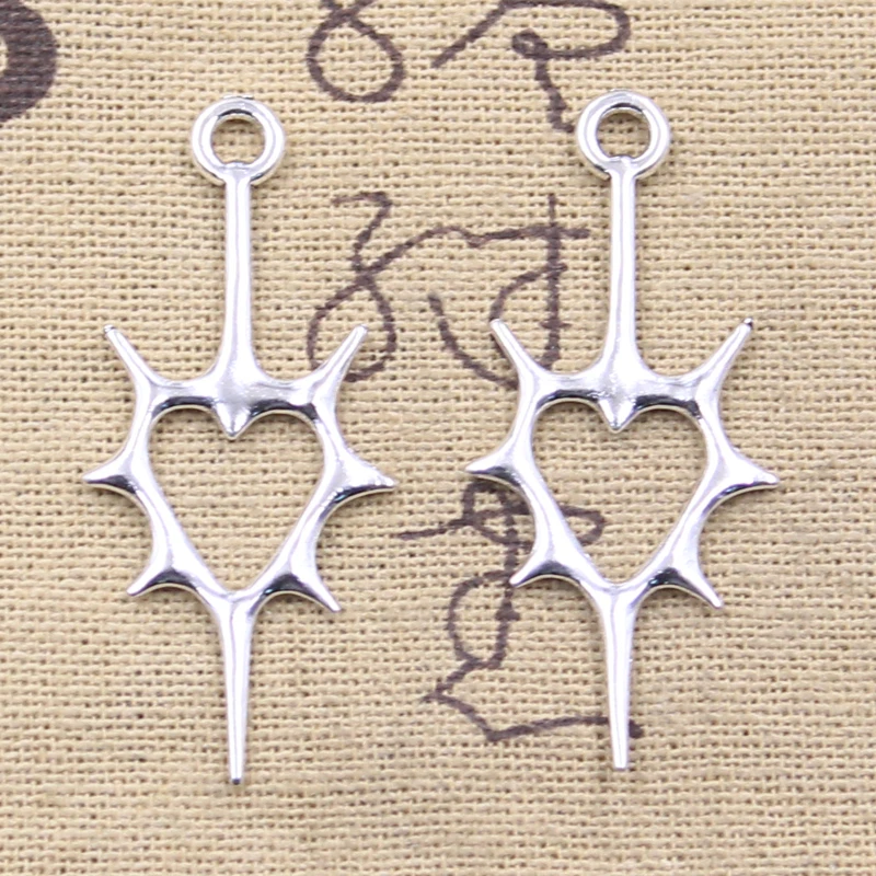 Breloques Tibétaines en Forme de Cœur et de Chardons, Épée, 44x19mm, Antique, en Argent, pour Document, Bricolage, Artisanat, pour Travaux Manuels, 20 Pièces