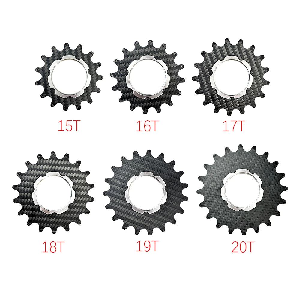 BALUGOE Fahrrad-Schwungrad mit festen Zähnen 15T-20T, Einstufiges Rennrad-Schwungrad aus Carbon, 1/8" dicke Zähne – Detail 3