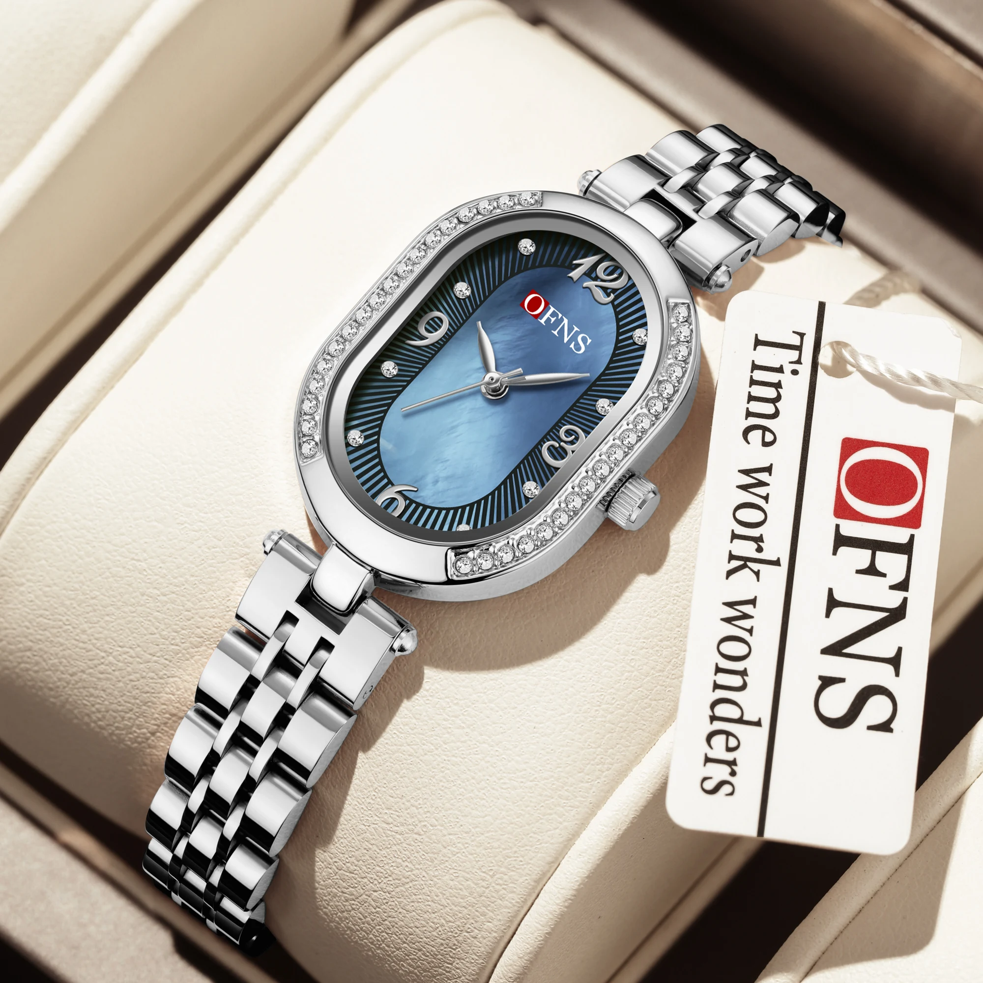 OFNS1575 2025 New Women's Diamond Luxury Elegant Retro Luxury Formal Women's Quartz Watch Waterproof 3ATM Mineral Tempered Glass