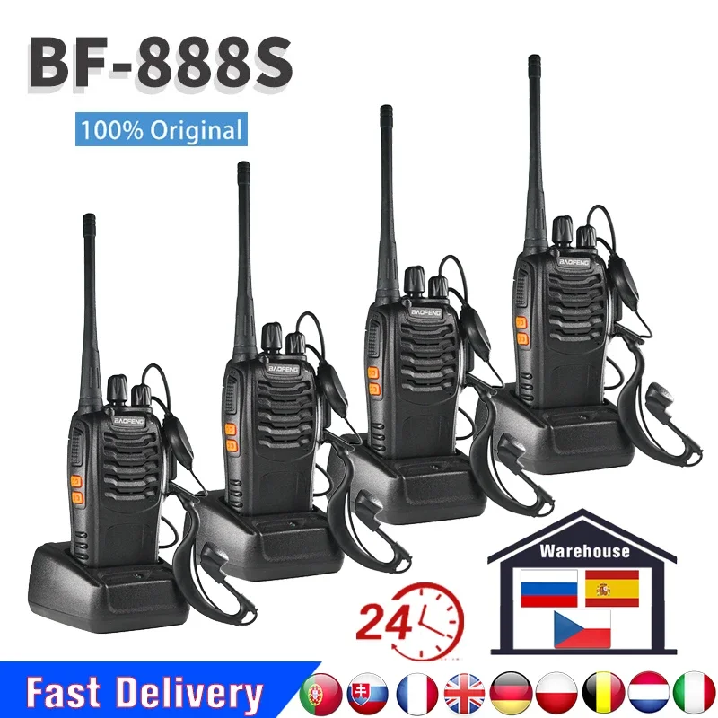 Baofeng-walkie-talkie BF888S, transmisor de Radio bidireccional portátil de 5W, piezas, 6KM, transceptor UHF, intercomunicador BF 888S, 2/4 BF-888S,