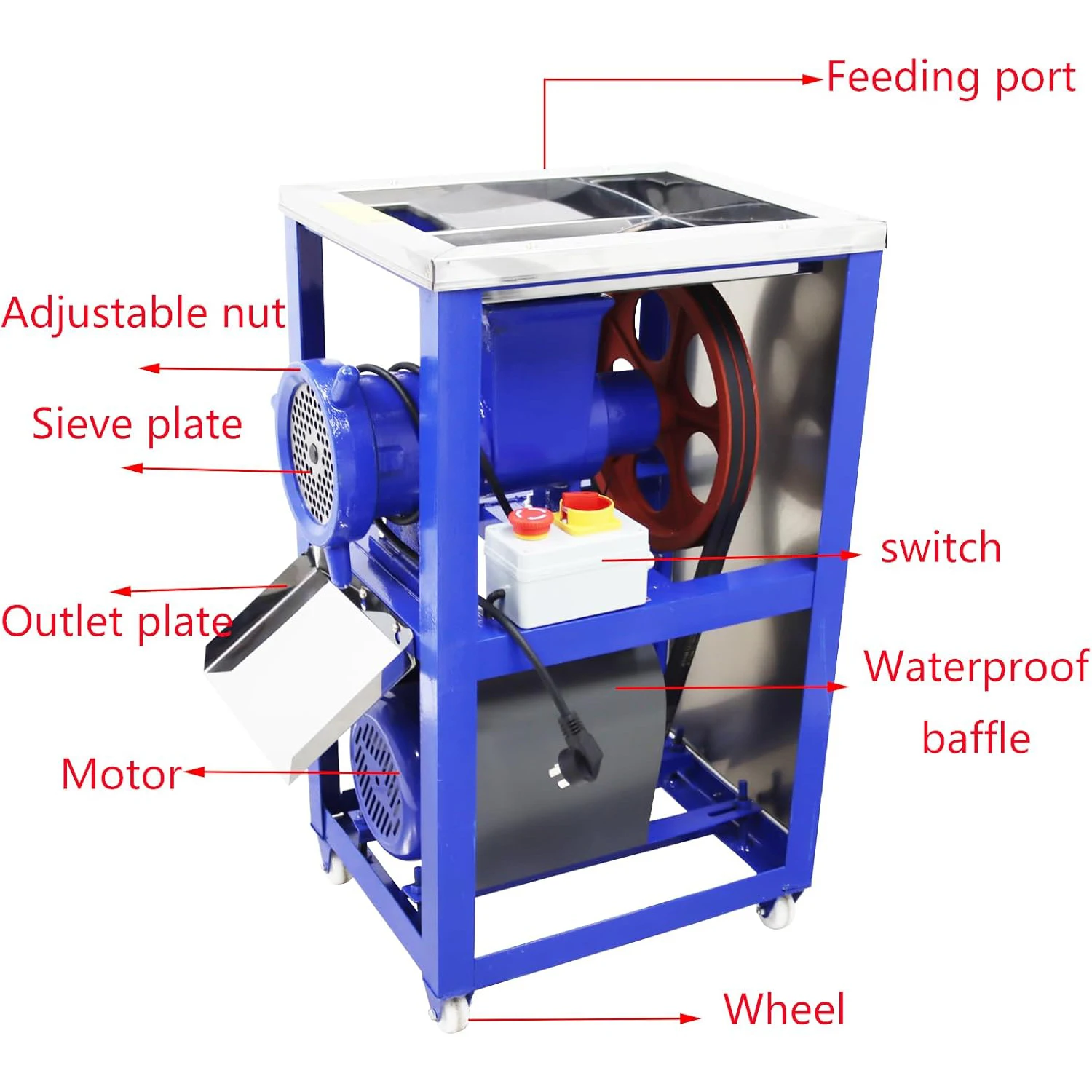 42 نوع كسارة العظام مفرمة اللحم 220 فولت مفرمة اللحم الكهربائية آلة المروحية 200-230 كجم/ساعة لعظام الدواجن الصغيرة واللحوم النباتية