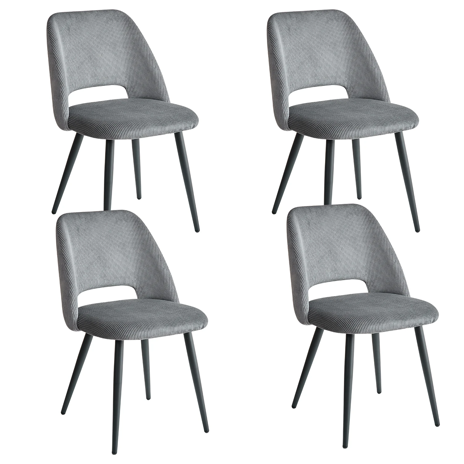 Set van 2/4/6 stijlvolle corduroy eetkamerstoelen - zitting van zachte stof, ergonomisch ontwerp, geschikt voor gezinsetruimte