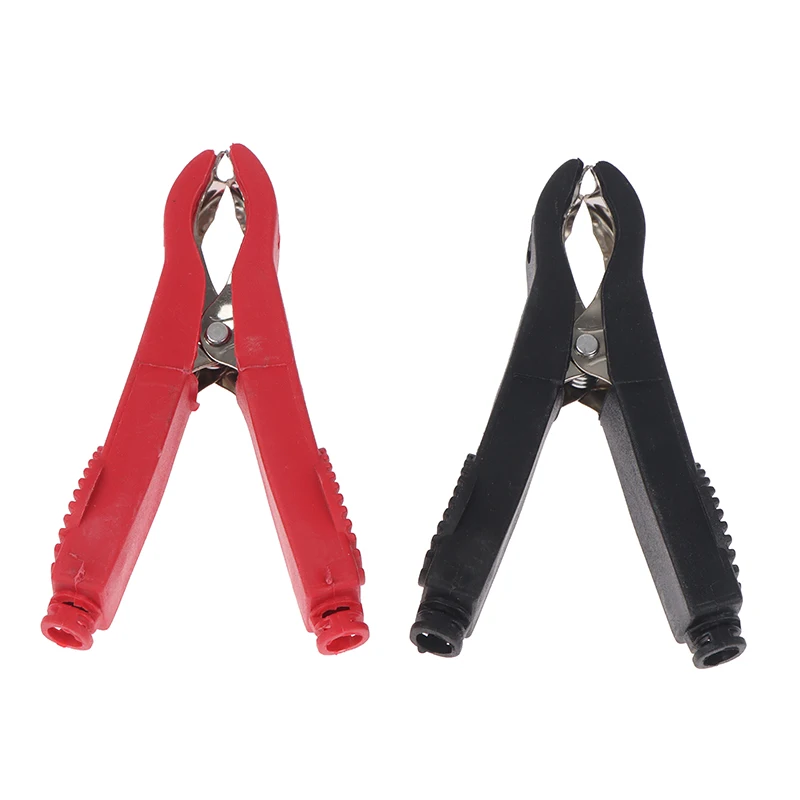 2Pcs 50A Red + Black 75mm Insulated Crocodile Crocodile Car Caravan Van Battery Test Lead Clips Best Promotion Alligator Clips