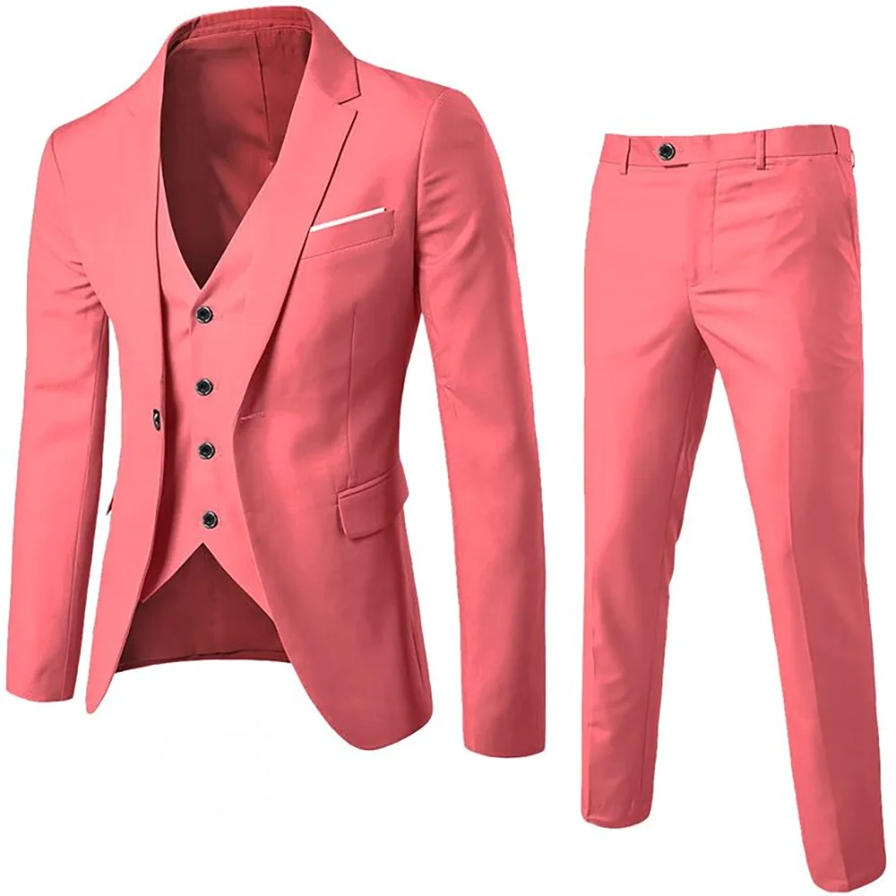 

Men 3 Pieces Suit Set Wedding Groom Tuxedo High Quality Chic Dinner Party Boutique Fashion Male Clothing