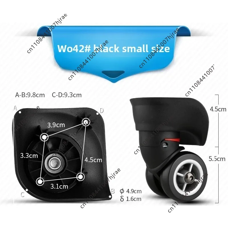 W042 Universal Replacement Luggage Wheels, 360° Swivel Casters for Suitcase Repair & Maintenance